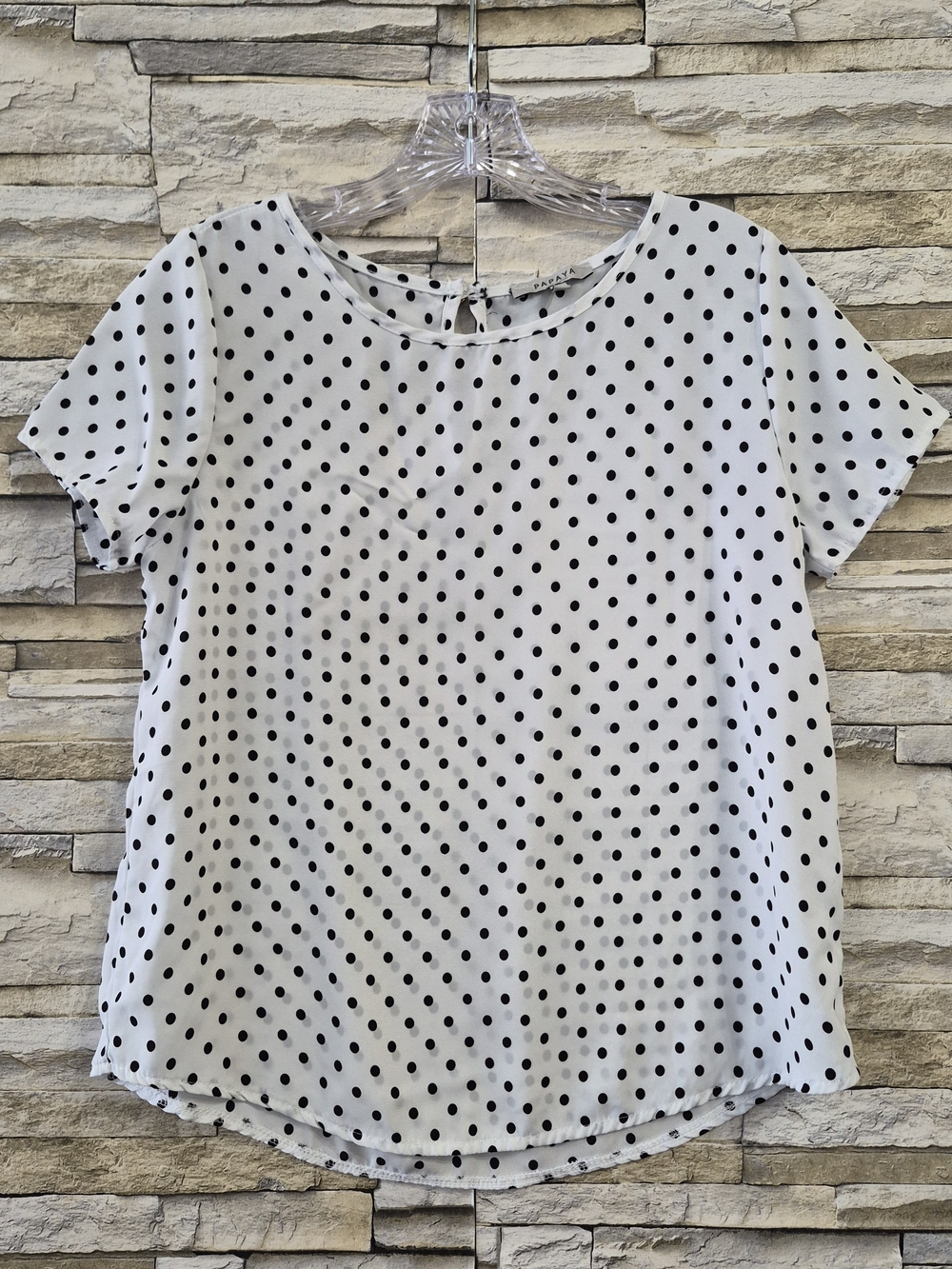 ​Papaya Polka Dot Blouse Women's M White Black Casual Work Business Minimalist